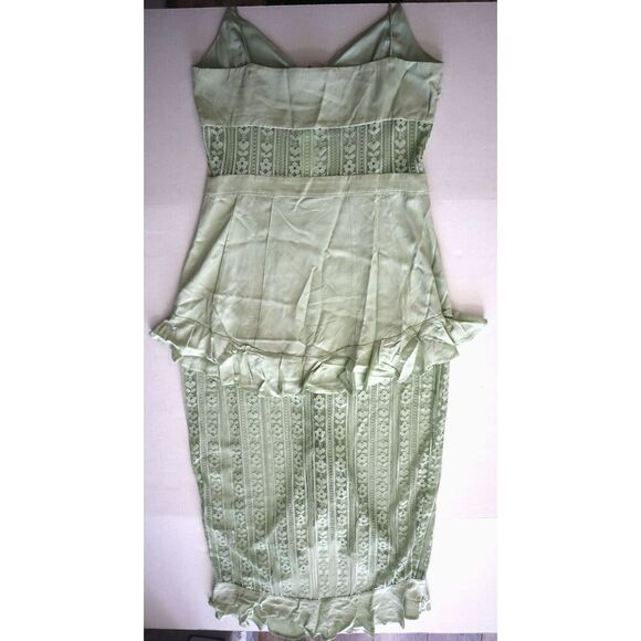 For Love & Lemons Women's Sz M Light Green Lovebird Lace Midi Dress - Picture 10 of 13